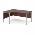 Maestro 25 left hand ergonomic desk 1600mm wide - silver bench leg frame, walnut top MB16ELSW