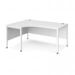 Maestro 25 left hand ergonomic desk 1600mm wide - white bench leg frame, white top MB16ELWHWH