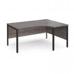 Maestro 25 right hand ergonomic desk 1600mm wide - black bench leg frame, grey oak top MB16ERKGO