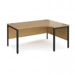 Maestro 25 right hand ergonomic desk 1600mm wide - black bench leg frame, oak top MB16ERKO