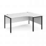 Maestro 25 right hand ergonomic desk 1600mm wide - black bench leg frame, white top MB16ERKWH