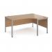 Maestro 25 right hand ergonomic desk 1600mm wide - silver bench leg frame, beech top MB16ERSB