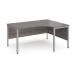 Maestro 25 right hand ergonomic desk 1600mm wide - silver bench leg frame, grey oak top MB16ERSGO