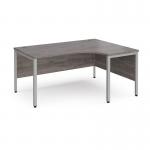 Maestro 25 right hand ergonomic desk 1600mm wide - silver bench leg frame, grey oak top MB16ERSGO