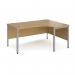 Maestro 25 right hand ergonomic desk 1600mm wide - silver bench leg frame, oak top MB16ERSO