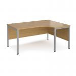 Maestro 25 right hand ergonomic desk 1600mm wide - silver bench leg frame, oak top MB16ERSO