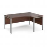 Maestro 25 right hand ergonomic desk 1600mm wide - silver bench leg frame, walnut top MB16ERSW