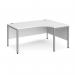 Maestro 25 right hand ergonomic desk 1600mm wide - silver bench leg frame, white top MB16ERSWH