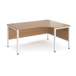 Maestro 25 right hand ergonomic desk 1600mm wide - white bench leg frame, beech top MB16ERWHB