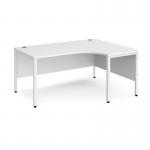 Maestro 25 right hand ergonomic desk 1600mm wide - white bench leg frame, white top MB16ERWHWH