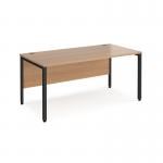 Maestro 25 straight desk 1600mm x 800mm - black bench leg frame, beech top MB16KB