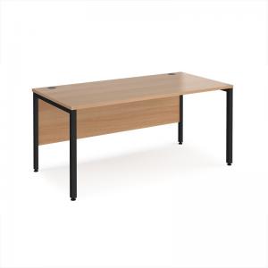 Maestro 25 straight desk 1600mm x 800mm - black bench leg frame, beech