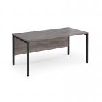 Maestro 25 straight desk 1600mm x 800mm - black bench leg frame and grey oak top