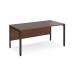 Maestro 25 straight desk 1600mm x 800mm - black bench leg frame, walnut top MB16KW