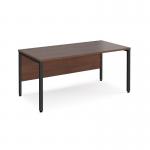 Maestro 25 straight desk 1600mm x 800mm - black bench leg frame and walnut top
