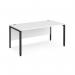 Maestro 25 straight desk 1600mm x 800mm - black bench leg frame, white top MB16KWH