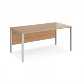 Maestro 25 straight desk 1600mm x 800mm - silver bench leg frame, beech top MB16SB