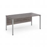Maestro 25 straight desk 1600mm x 800mm - silver bench leg frame and grey oak top