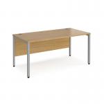 Maestro 25 straight desk 1600mm x 800mm - silver bench leg frame and oak top