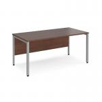 Maestro 25 straight desk 1600mm x 800mm - silver bench leg frame and walnut top