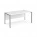 Maestro 25 straight desk 1600mm x 800mm - silver bench leg frame, white top MB16SWH