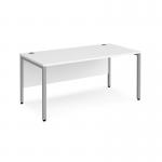 Maestro 25 straight desk 1600mm x 800mm - silver bench leg frame, white top MB16SWH