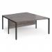 Maestro 25 back to back wave desks 1600mm deep - black bench leg frame, grey oak top MB16WBKGO