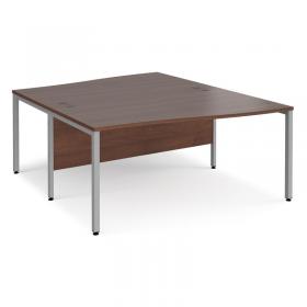 Maestro 25 back to back wave desks 1600mm deep - silver bench leg frame, walnut top MB16WBSW