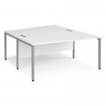 Maestro 25 back to back wave desks 1600mm deep - silver bench leg frame, white top MB16WBSWH