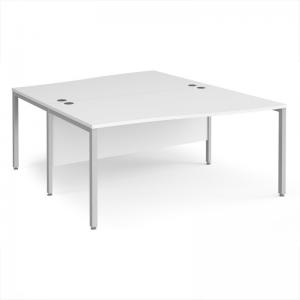 Maestro 25 back to back wave desks 1600mm deep - silver bench leg