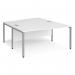 Maestro 25 back to back wave desks 1600mm deep - silver bench leg frame, white top MB16WBSWH