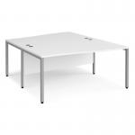 Maestro 25 back to back wave desks 1600mm deep - silver bench leg frame, white top MB16WBSWH