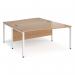 Maestro 25 back to back wave desks 1600mm deep - white bench leg frame, beech top MB16WBWHB