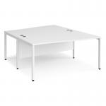 Maestro 25 back to back wave desks 1600mm deep - white bench leg frame, white top MB16WBWHWH