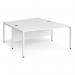 Maestro 25 back to back wave desks 1600mm deep - white bench leg frame, white top MB16WBWHWH