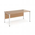 Maestro 25 straight desk 1600mm x 800mm - white bench leg frame, beech top MB16WHB