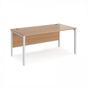 Maestro 25 straight desk 1600mm x 800mm - white bench leg frame, beech