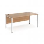 Maestro 25 straight desk 1600mm x 800mm - white bench leg frame and beech top