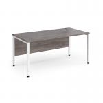 Maestro 25 straight desk 1600mm x 800mm - white bench leg frame, grey oak top MB16WHGO