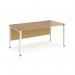 Maestro 25 straight desk 1600mm x 800mm - white bench leg frame, oak top MB16WHO