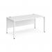 Maestro 25 straight desk 1600mm x 800mm - white bench leg frame, white top MB16WHWH