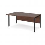 Maestro 25 left hand wave desk 1600mm wide - black bench leg frame, walnut top MB16WLKW