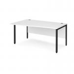 Maestro 25 left hand wave desk 1600mm wide - black bench leg frame, white top MB16WLKWH