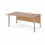 Maestro 25 left hand wave desk 1600mm wide - silver bench leg frame, beech top MB16WLSB