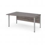 Maestro 25 left hand wave desk 1600mm wide - silver bench leg frame, grey oak top MB16WLSGO