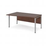 Maestro 25 left hand wave desk 1600mm wide - silver bench leg frame, walnut top MB16WLSW