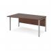 Maestro 25 left hand wave desk 1600mm wide - silver bench leg frame, walnut top MB16WLSW