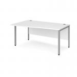 Maestro 25 left hand wave desk 1600mm wide - silver bench leg frame, white top MB16WLSWH