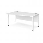 Maestro 25 left hand wave desk 1600mm wide - white bench leg frame, white top MB16WLWHWH