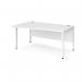 Maestro 25 left hand wave desk 1600mm wide - white bench leg frame, white top MB16WLWHWH